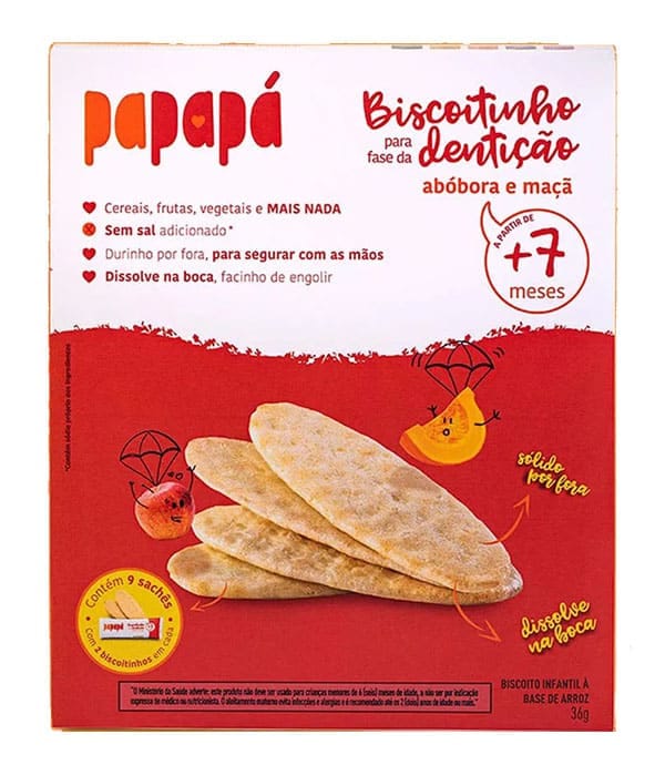 Biscoito Infantil Primeira Dentição Maçã e Abóbora 36g - Papapá