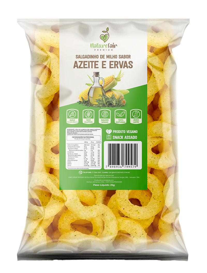Sanck Salgadinho Saudável Sabor Azeite e Ervas - Nature Fair